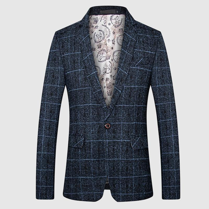 Men’s Checked Blazer - Single Breasted - Two Button - Notched Lapel - Tailored Fit