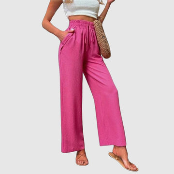 Women's high-waisted wide-leg pants with pockets