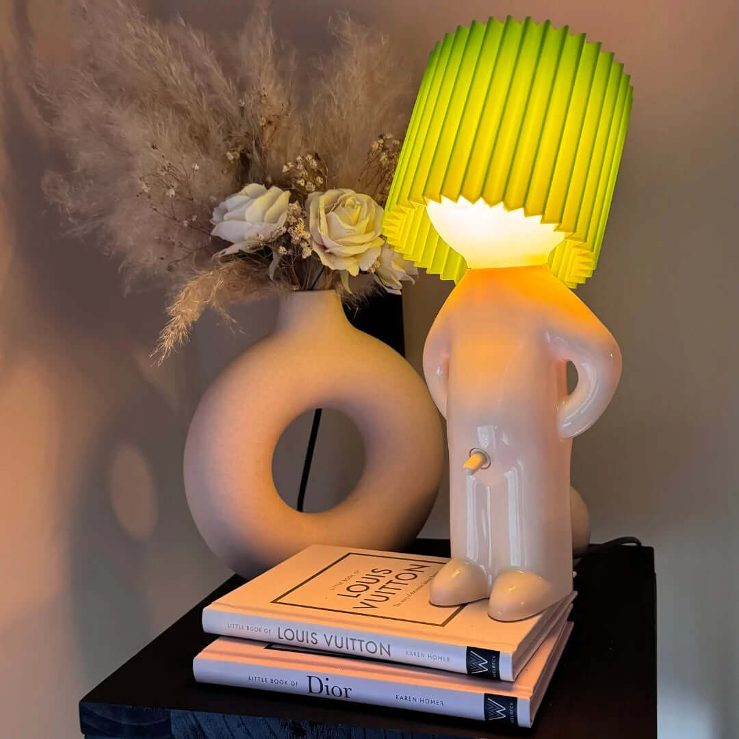 Glazed Ceramic Pleated Shade Table Lamp