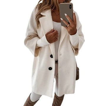 Women's ivory longline buttoned coat