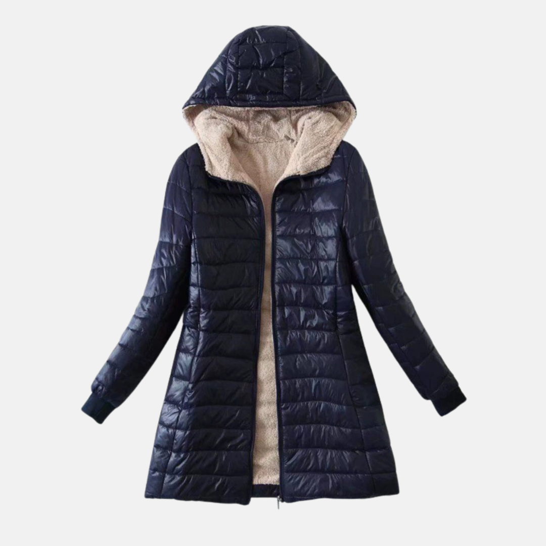 Women’s Puffer Coat – Quilted Insulated – Plush Lining – Mid-Length Regular Fit – Hooded