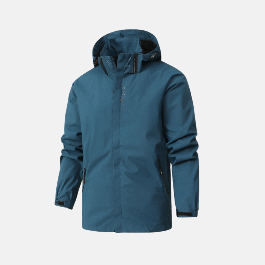 Men’s Outdoor Jacket – Weather-Resistant – Adjustable Hood – Zipper Pockets – Regular Fit