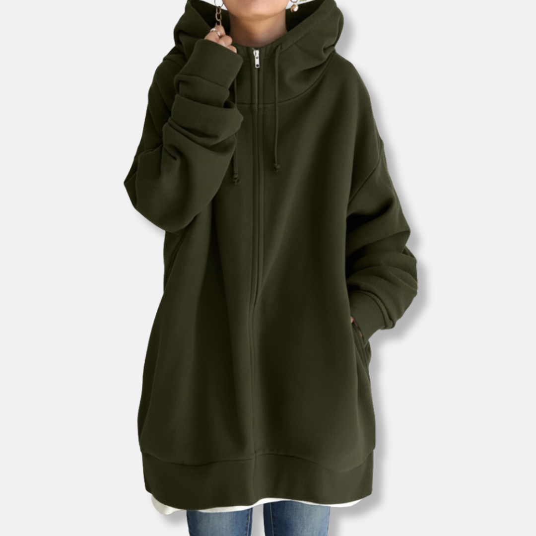 Women’s Hoodie – Oversized Fit – Plush Cotton Feel – Full Zip – Long Sleeve Casual