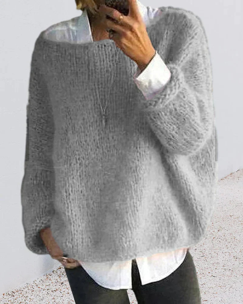 Women's fluffy knit oversized sweater