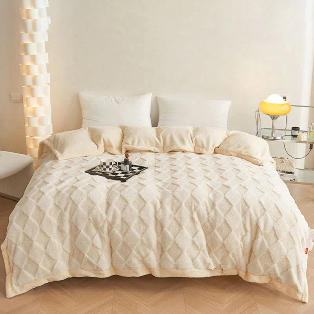 Plush Tufted Diamond-Pattern Throw Blanket