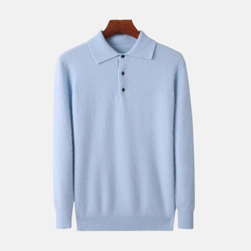Men’s Polo Sweater - Knit - Relaxed Fit - Polo Collar - Long Sleeves
