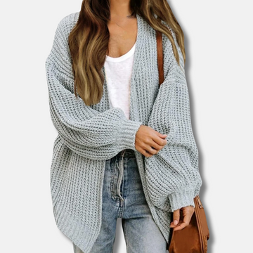 Isabella Wool Oversized Cardigan | Lantern Sleeves V-Neck Cardigan