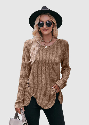 Women's round neck long sleeve winter shirt