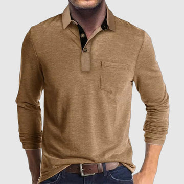 Long-sleeved business polo shirt for men