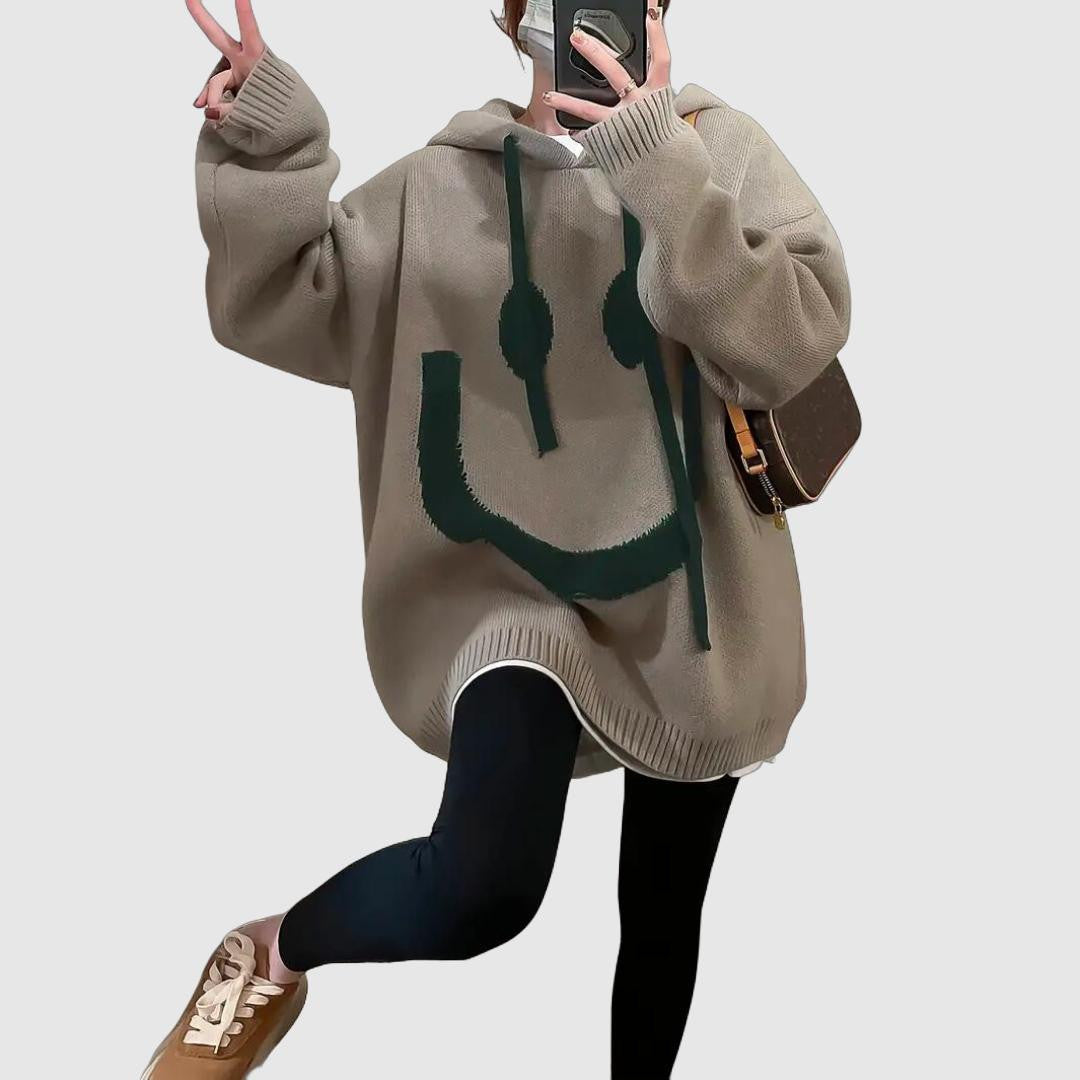 Women's oversized smiley face hoodie