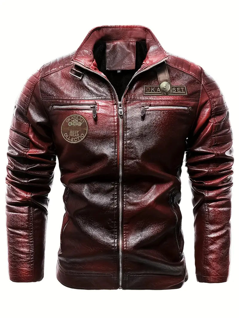 Men's faux leather biker jacket