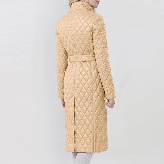 Women's long quilted puffer coat for chic winter warmth