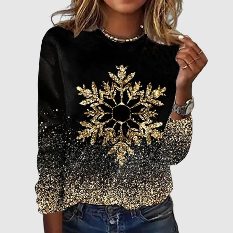 Women's festive snowflake pullover for holiday glam