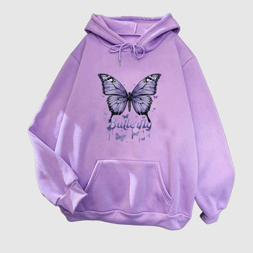 Women's butterfly print hoodie for casual flair