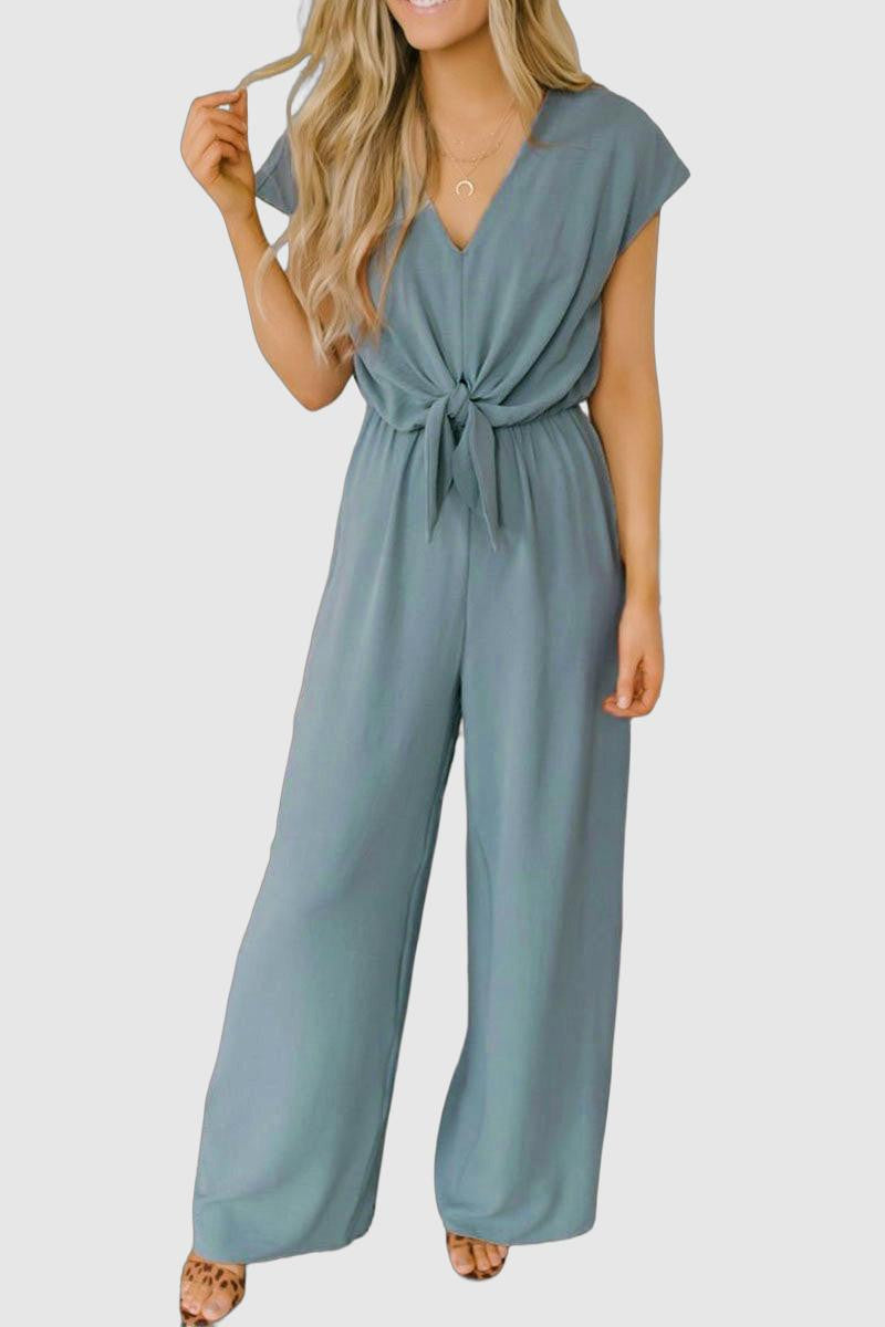 Carrie - V-neck jumpsuit with front bow