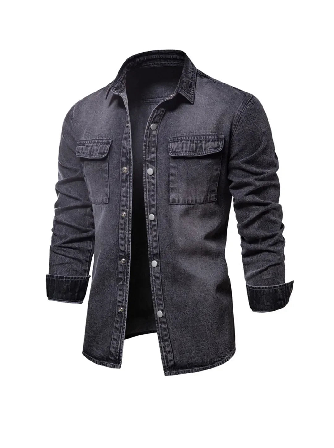 Men’s Denim Shirt - Regular Fit - Button-Down - Long Sleeve - Chest Pocket