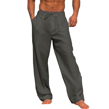 Men's relaxed fit drawstring vacation basic beach pants