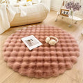 Minimalist High-Pile Faux-Fur Tufted Round Rug