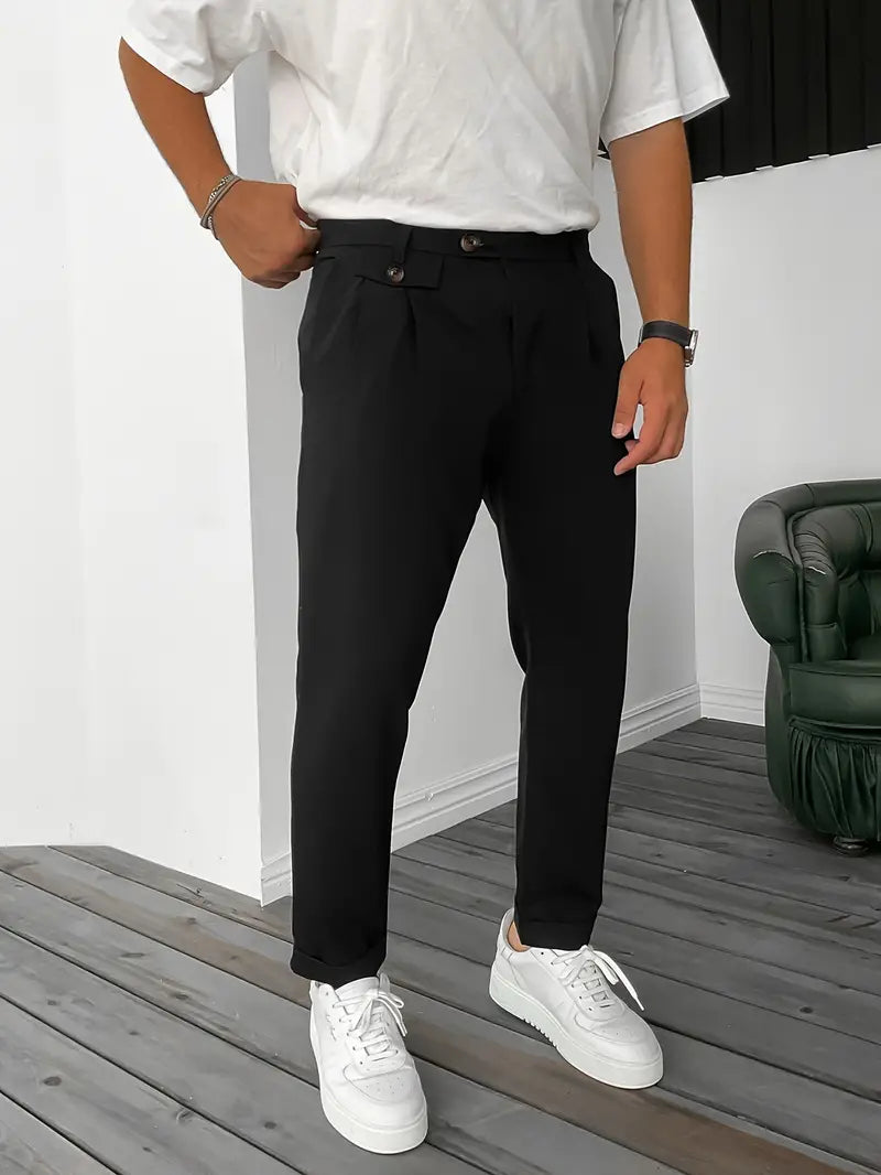 Men's slim fit pleated dress pants for everyday wear