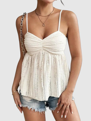 Women's hem crop top with spaghetti straps