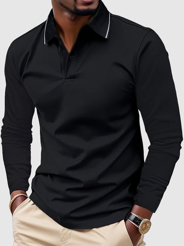 Casual v-neck long sleeve rugby shirt for men