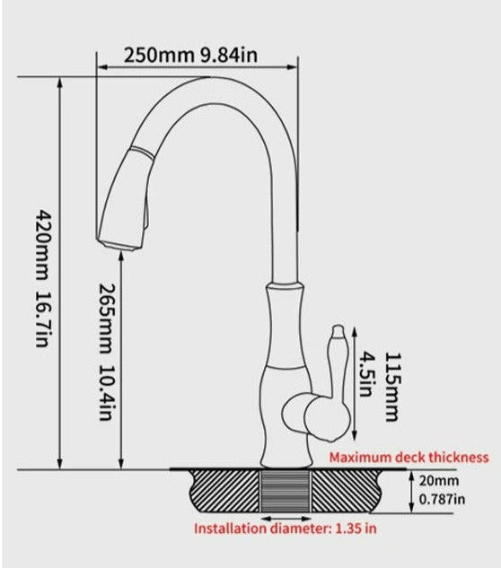 Minimalist High-Arc Single-Lever Pull-Down Kitchen Faucet
