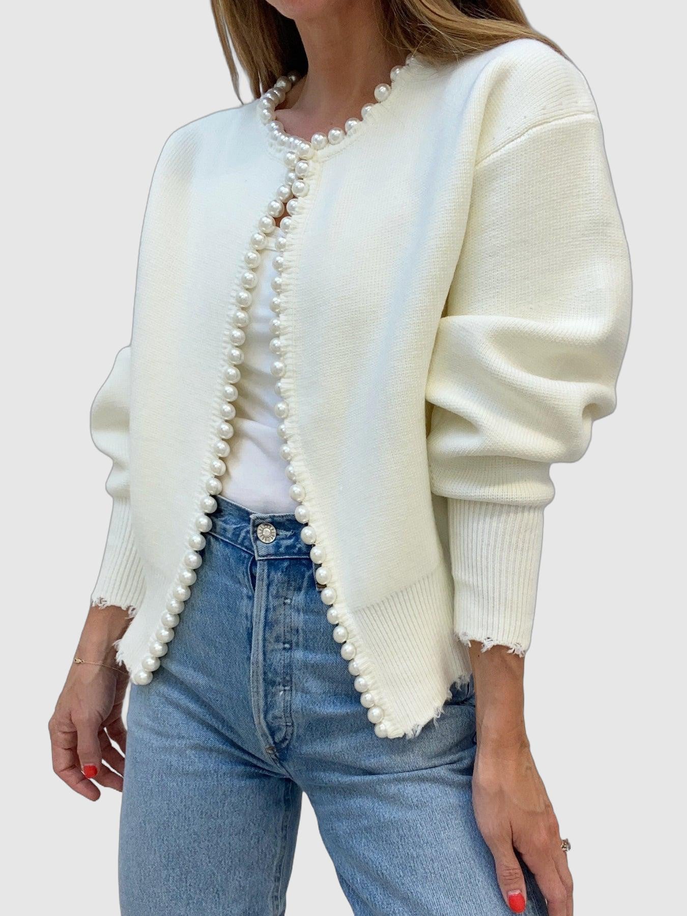 Women's pearl-trimmed cardigan