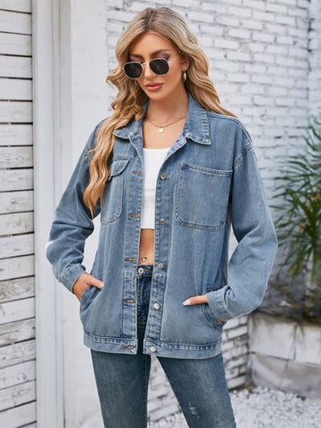 Jade - denim jacket with pockets and detachable hood