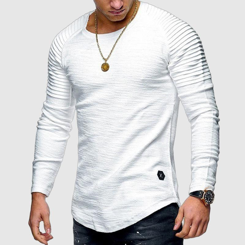 Men’s slim fit pleated long sleeve T-shirt