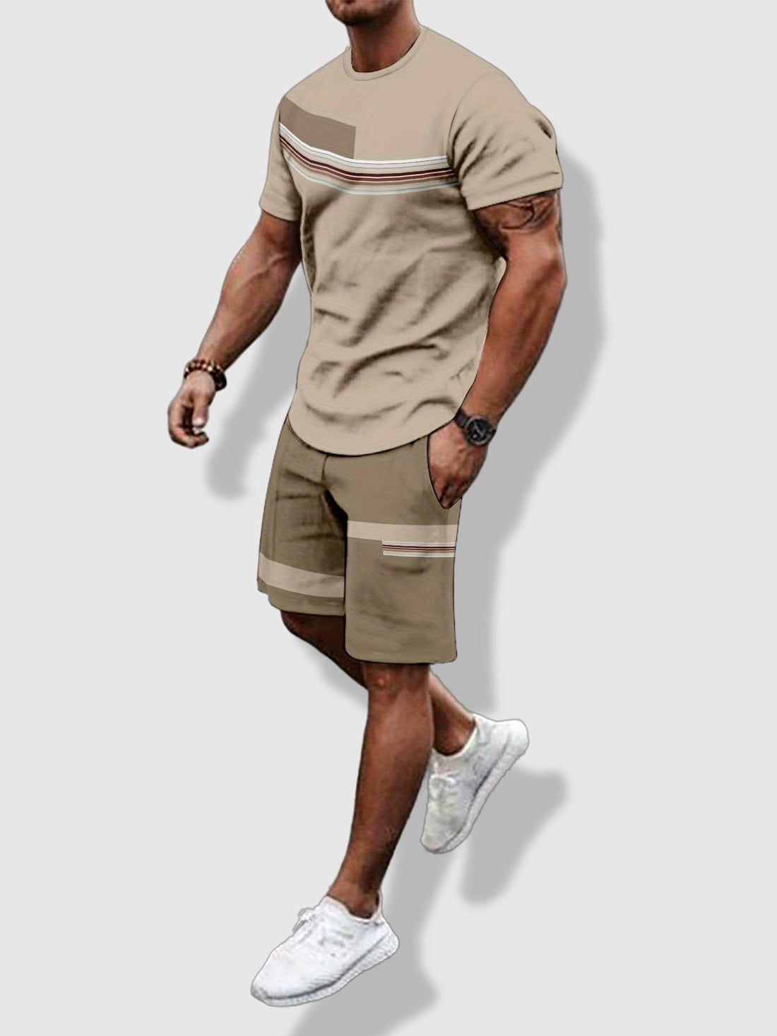 3D printed t-shirt and shorts set for men