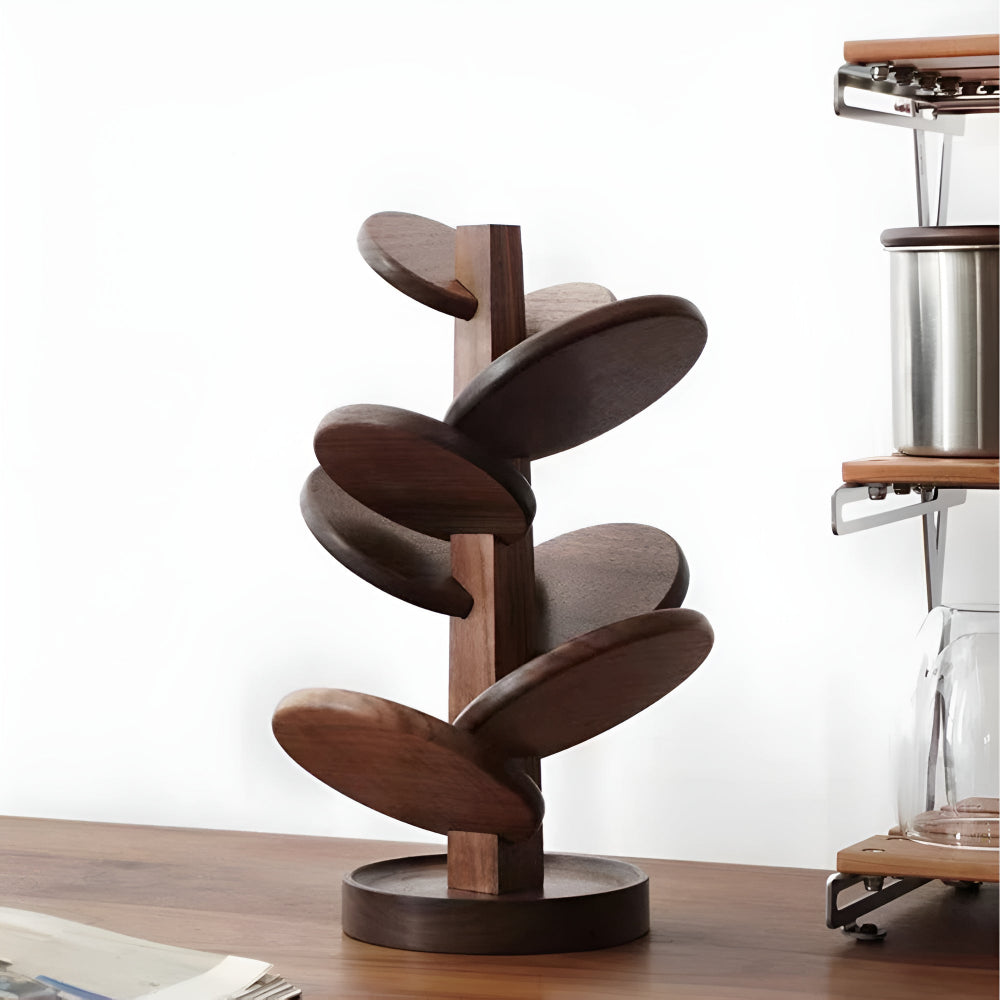 Walnut Wood Coaster Set With Stand
