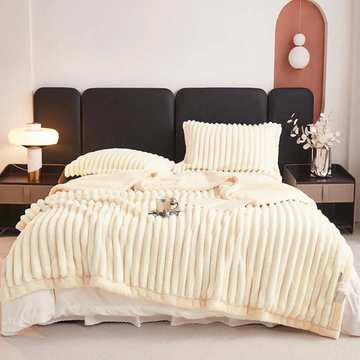 Ribbed Faux Fur Throw Blanket