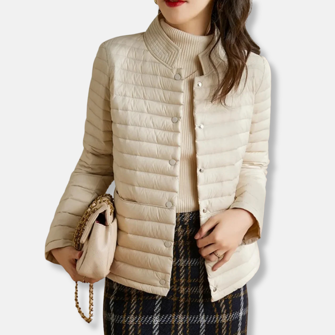 Women’s Quilted Jacket – Slim Fit – Insulated – Stand Collar – Short Length