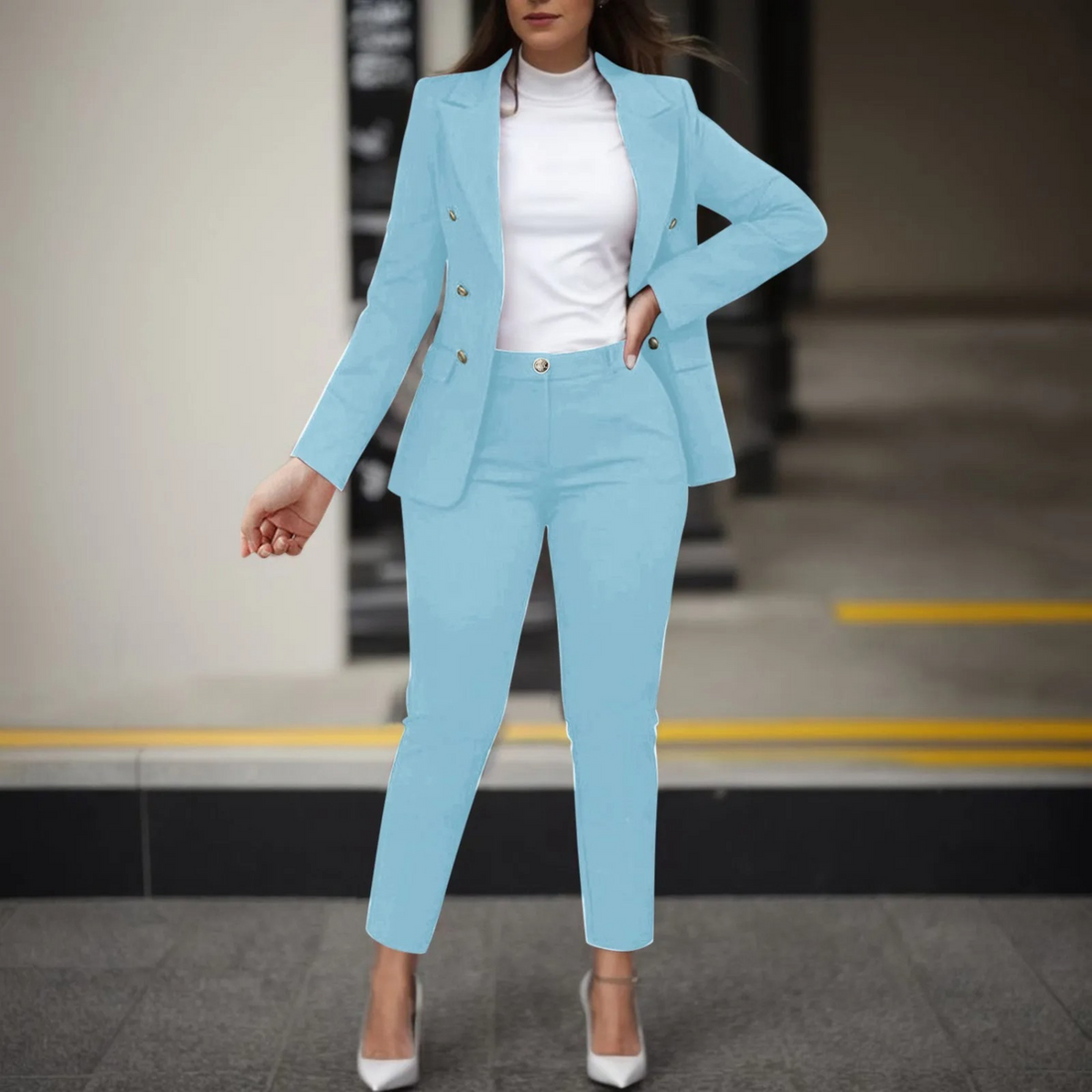 Maeve - double breasted blazer and slim fit trousers set