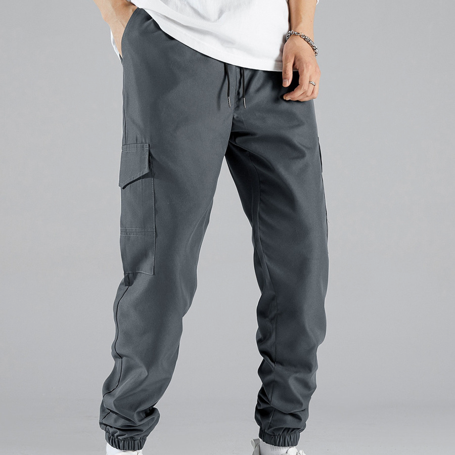 Men's multi-pocket casual cuffed pants