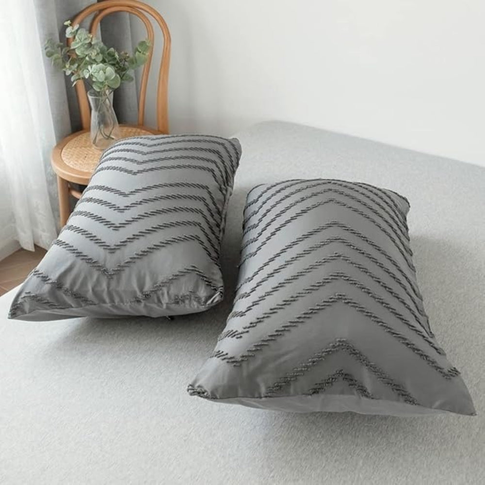 Plush Tufted Chevron Duvet Cover