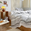 Cotton Striped Tassel Duvet Cover