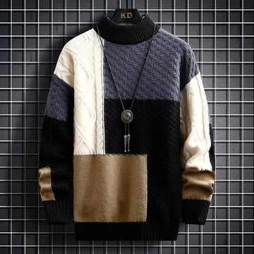 Men's cozy ribbed sweater for classic winter warmth