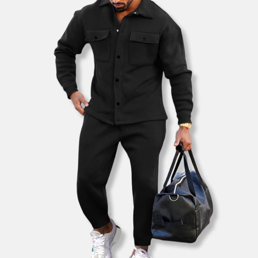 Men’s Two-Piece Suit – Relaxed Fit Jacket with Utility Pockets – Tapered Trousers