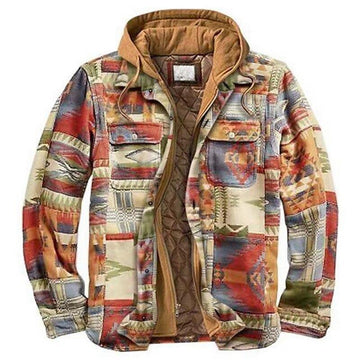 Vintage aztec hooded jacket for men