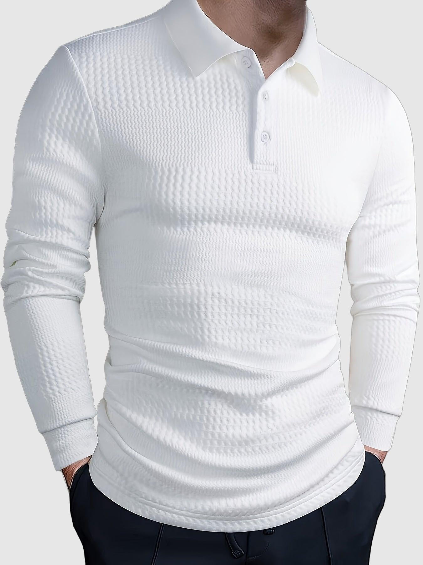 Sleek black long sleeve shirt with button detail for men