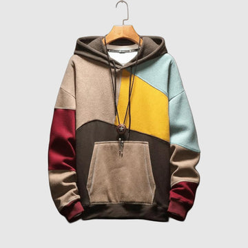 Casual hooded sweatshirt with color matching design for men