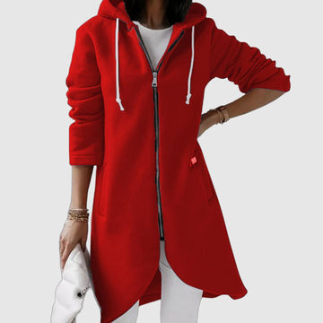 Women's long zip-up hoodie