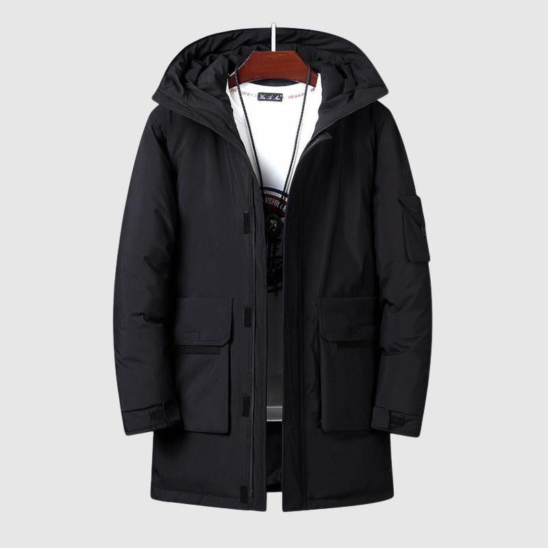 Men's winter parka with multiple pockets