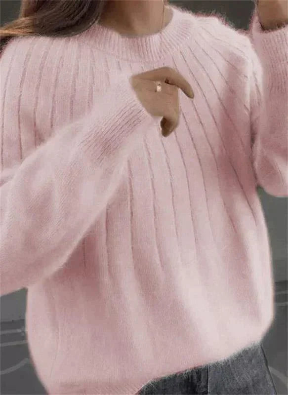 Women's cozy ribbed knit sweater for warm comfort