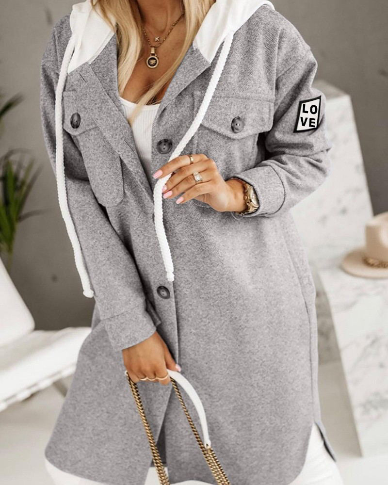 Women's long sleeve strap hooded winter coat