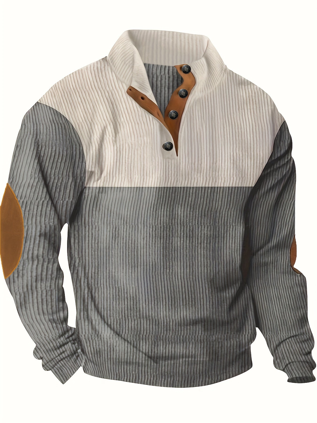 Retro color block knitted ribbed sweater for men