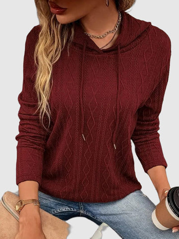 Women's cable-knit pullover hoodie