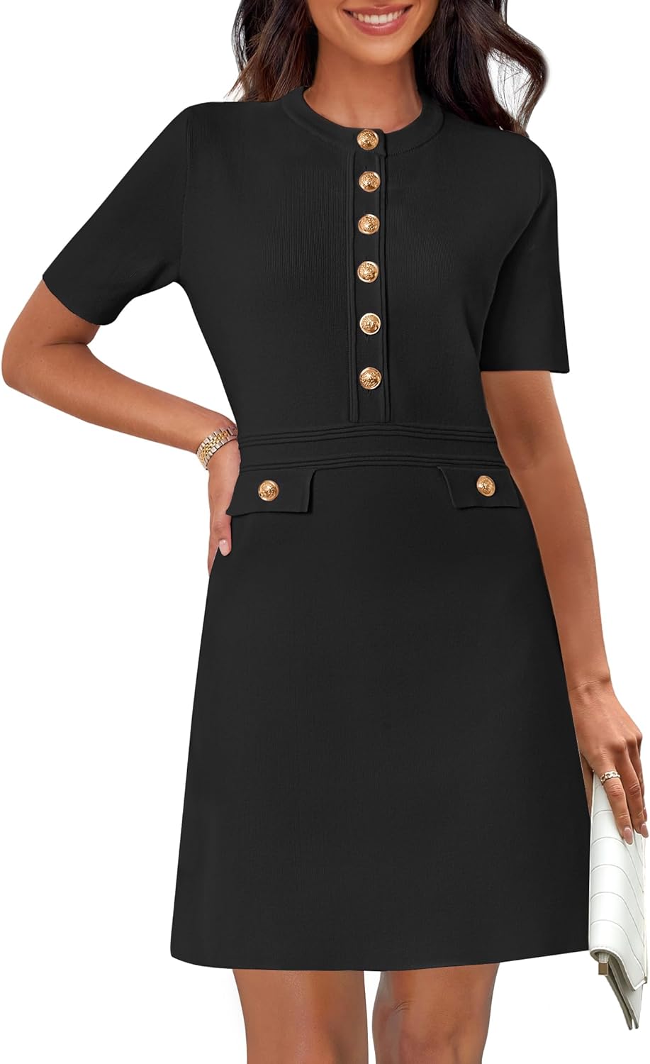 Women's Mini Dress with Button Detailing