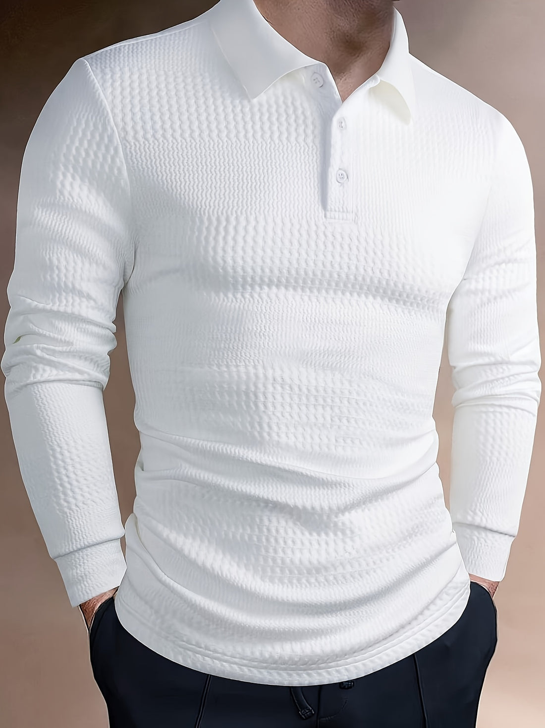 Sleek black long sleeve shirt with button detail for men